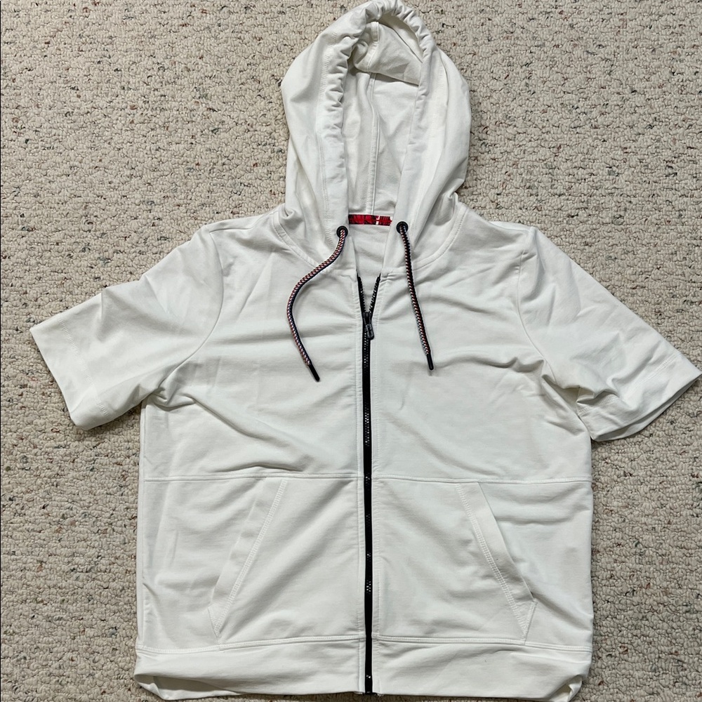 Cecil (German) White Short Sleeve Hoodie with Zipper
